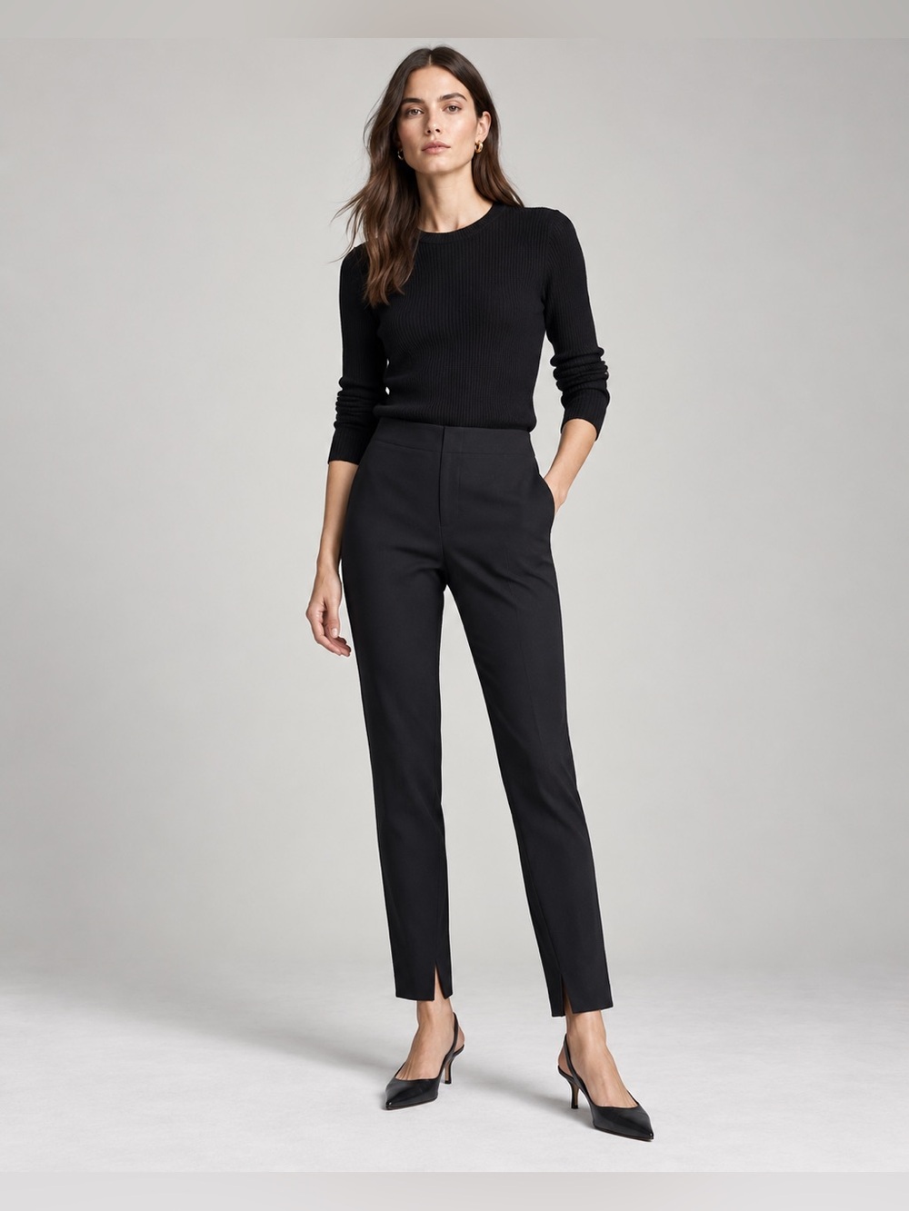 Theory Core Scuba Skinny Legging Pants Black Size M Ankle Slit